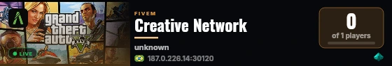 Creative Network live status badge
