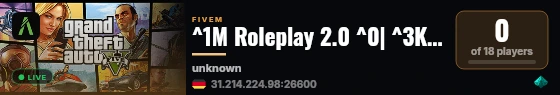 ^1M Roleplay 2.0 ^0| ^3Kehityksessä | ^4Suomi ^0 | https://discord.gg/3kfZ2ga9Xe live status badge