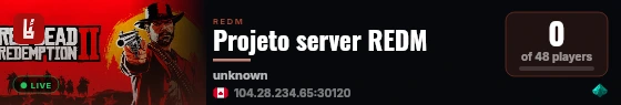 Projeto server REDM live status badge