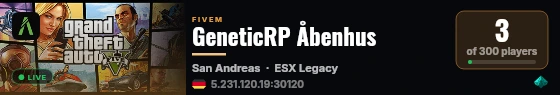 GeneticRP Åbenhus live status badge