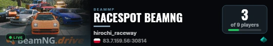 RACESPOT BEAMNG live status badge