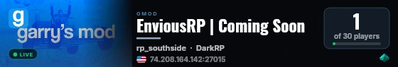 EnviousRP | Coming Soon live status badge