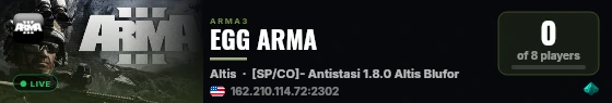 EGG ARMA live status badge