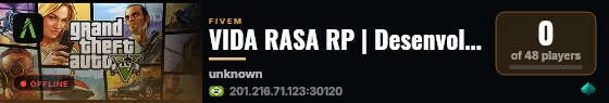 VIDA RASA RP | Desenvolvimento live status badge