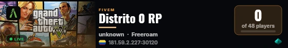 Distrito 0 RP live status badge