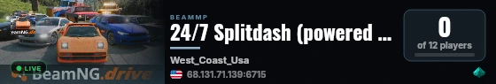 24/7 Splitdash (powered by DashingRiggs) live status badge
