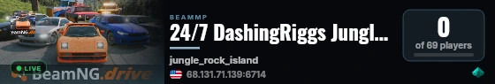 24/7 DashingRiggs Jungle Rock Island live status badge