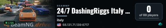 24/7 DashingRiggs Italy Vanilla live status badge