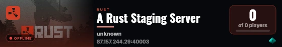 A Rust Staging Server live status badge