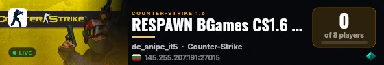 RESPAWN BGames CS1.6 SERVER live status badge