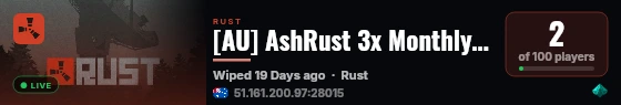 [AU] AshRust 3x Monthly Main | QoL/Loot+ | Full Wiped live status badge