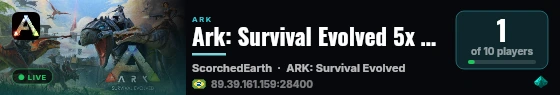 Ark: Survival Evolved 5x MDD 1.0 SCORCHED PING BR - (v361.7) live status badge