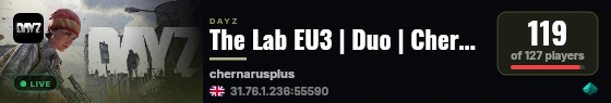 The Lab EU3 | Duo | Chernarus | dayzthelab.com live status badge