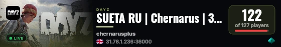 SUETA RU | Chernarus | 3PP | PVP MORE LOOT | WIPE 12.09 live status badge