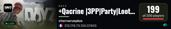 +Qacrine |3PP|Party|Loot+|Guns+|Map live status badge