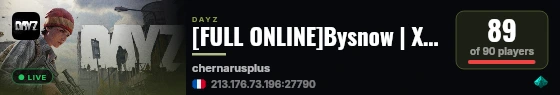 [FULL ONLINE]Bysnow | X15 | TRADER | HELI | CARS | BUNKERS | Twitch | Chenarus live status badge