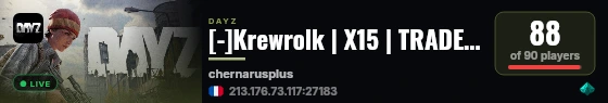 [-]Krewrolk | X15 | TRADER | HELI | CARS | BUNKERS | Twitch live status badge