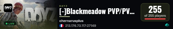 [-]Blackmeadow PVP/PVE CUSTOM BUILDING | Quests | Cars | Trader | 20x Loot live status badge