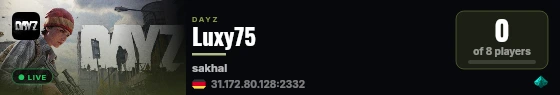 Luxy75 live status badge