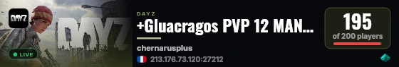 +Gluacragos PVP 12 MAN MAX|X15LOOT|TRADER|BOATS|HELIS|EVENTS live status badge