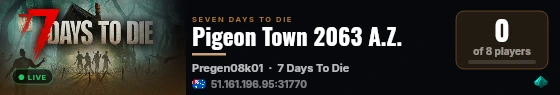 Pigeon Town 2063 A.Z. live status badge