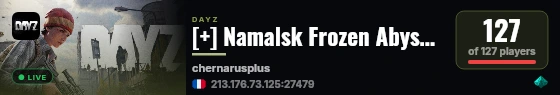 [+] Namalsk Frozen Abyss - Hardcore Loot PvE Loot++ Events live status badge