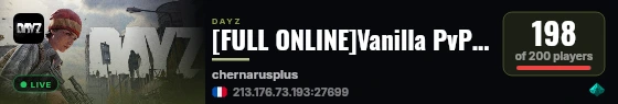 [FULL ONLINE]Vanilla PvP | DayZ EU Classic | Chenarus live status badge
