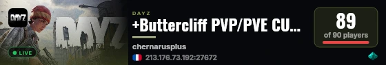 +Buttercliff PVP/PVE CUSTOM BUILDING | Quests | Cars | Trader | 20x Loot live status badge