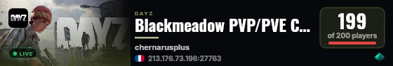 Blackmeadow PVP/PVE CUSTOM BUILDING | Quests | Cars | Trader | 20x Loot live status badge
