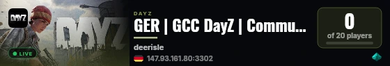 GER | GCC DayZ | Community-Server | PVP/PVE | DC: NjBC57MXBC live status badge
