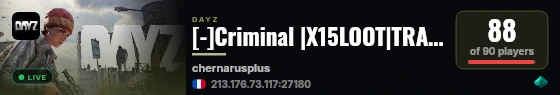 [-]Criminal |X15LOOT|TRADER|BOATS|HELIS|EVENTS live status badge