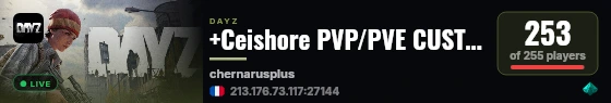 +Ceishore PVP/PVE CUSTOM BUILDING | Quests | Cars | Trader | 20x Loot live status badge
