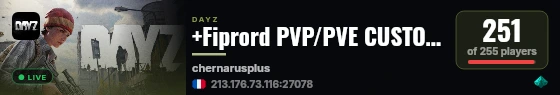 +Fiprord PVP/PVE CUSTOM BUILDING | Quests | Cars | Trader | 20x Loot live status badge
