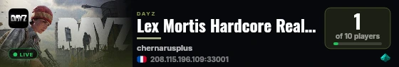 Lex Mortis Hardcore Realism True Life RP Server live status badge