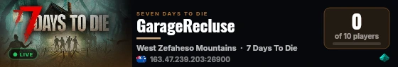 GarageRecluse live status badge