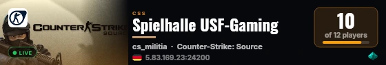Spielhalle USF-Gaming live status badge