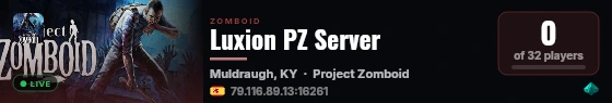 Luxion PZ Server live status badge