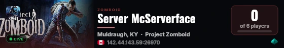 Server McServerface live status badge