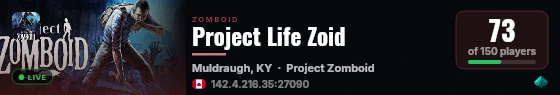 Project Life Zoid live status badge