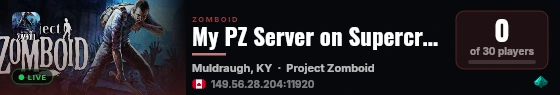 My PZ Server on Supercraft.host live status badge