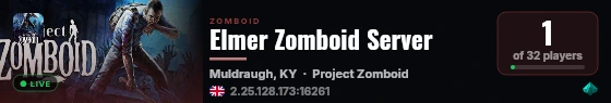 Elmer Zomboid Server live status badge