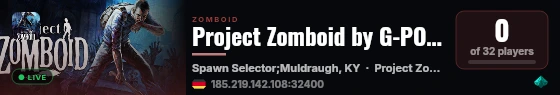 Project Zomboid by G-PORTAL.com live status badge