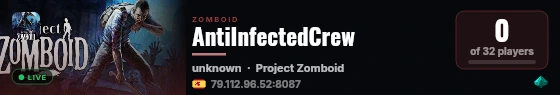 AntiInfectedCrew live status badge