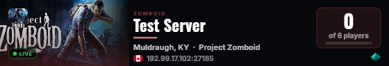 Test Server live status badge