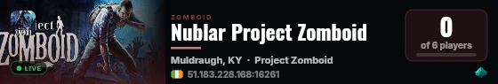 Nublar Project Zomboid live status badge