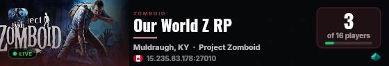 Our World Z RP live status badge
