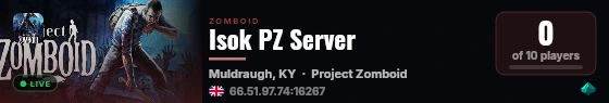 Isok PZ Server live status badge