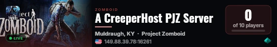 A CreeperHost PJZ Server live status badge