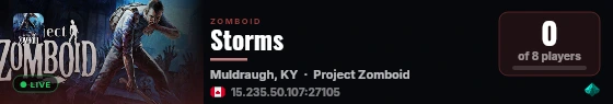 Storms live status badge