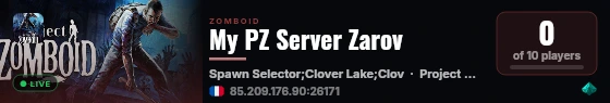 My PZ Server Zarov live status badge